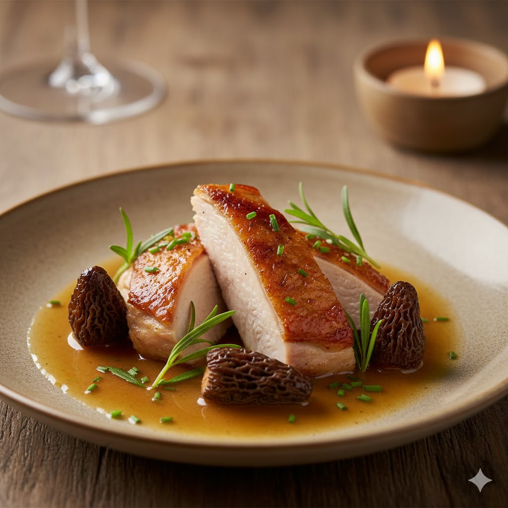 Corn-Fed Hen with Morels and Vin Jaune Sauce