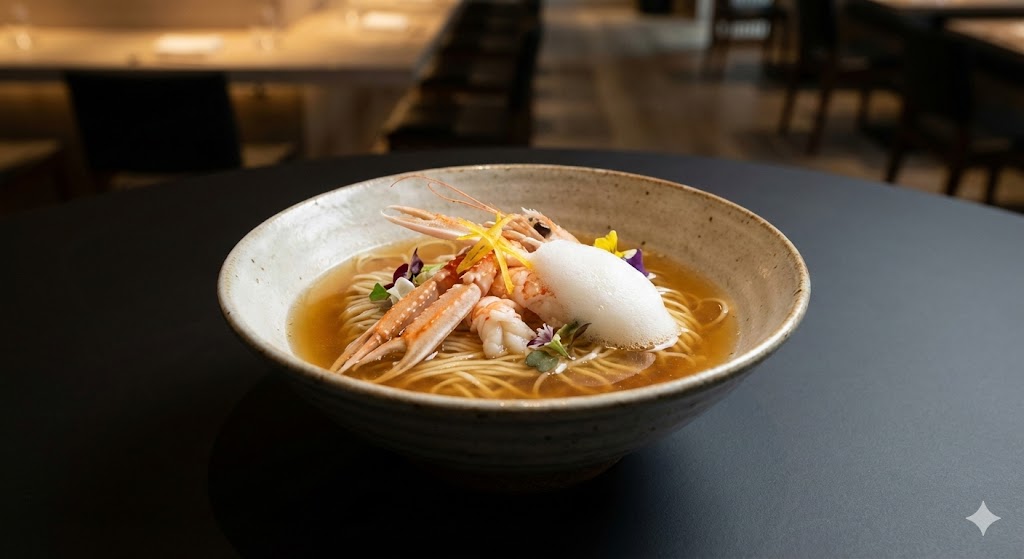 Langoustine Ramen with Yuzu and Kombu Foam