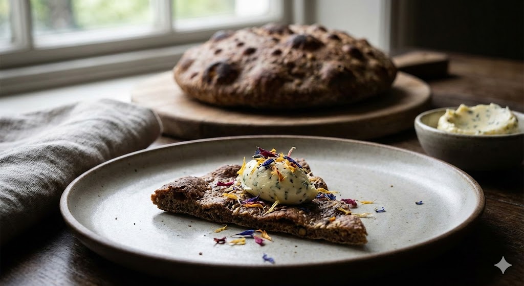 Malted Barley Flatbread with Wildflower Butter