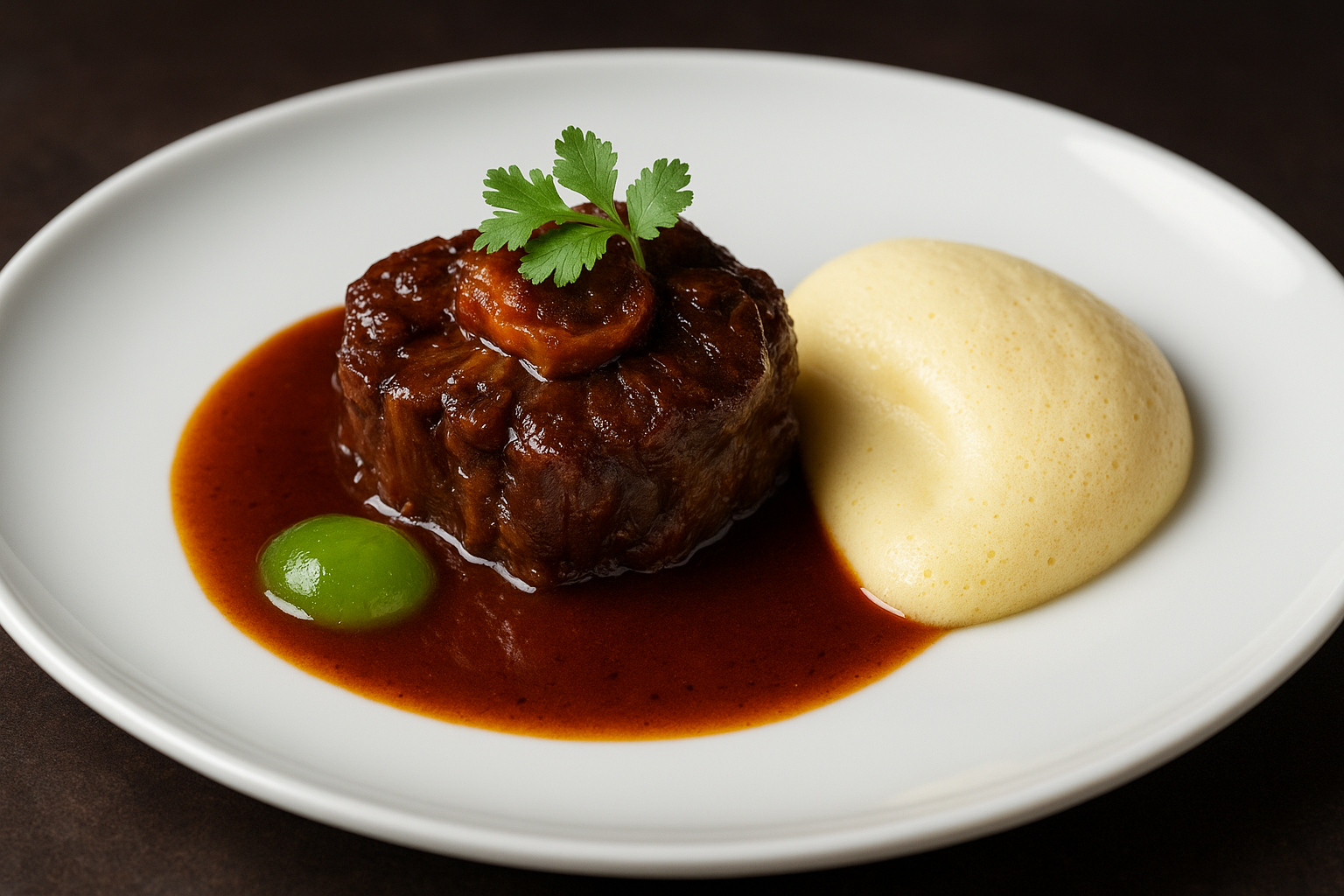 Oxtail Barbacoa with Corn Espuma and Lime Gel
