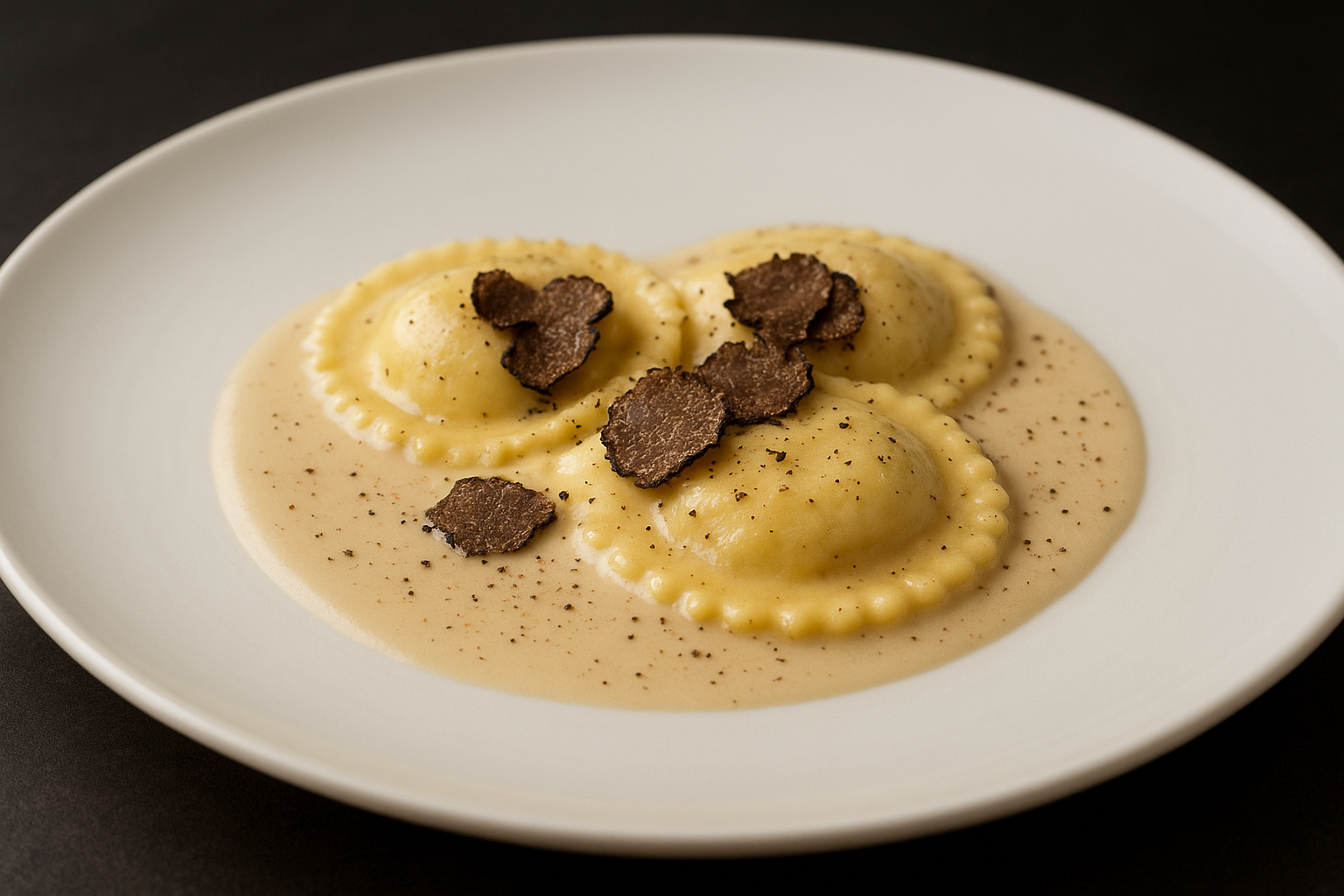 Cacio e Pepe Ravioli with Truffle Essence