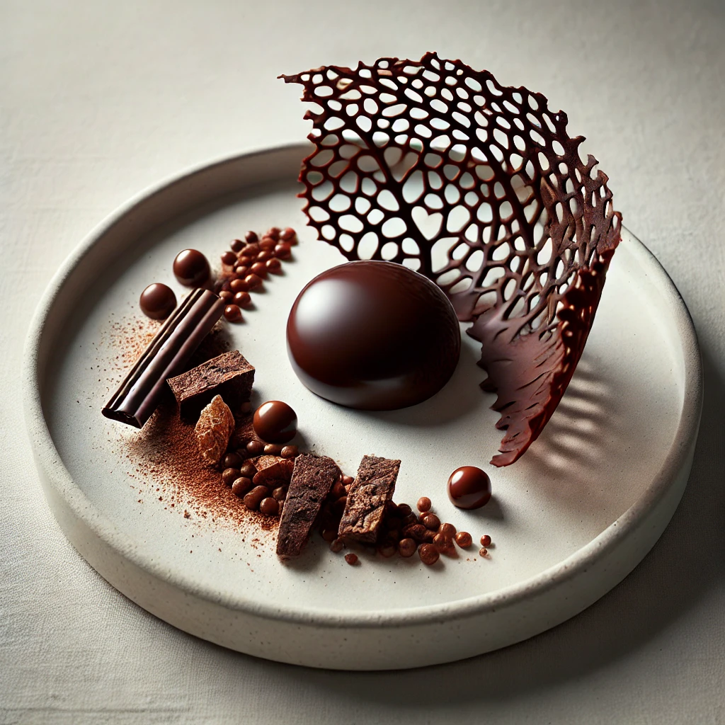 Miso Chocolate Tuile with Caramelized Cocoa Nibs