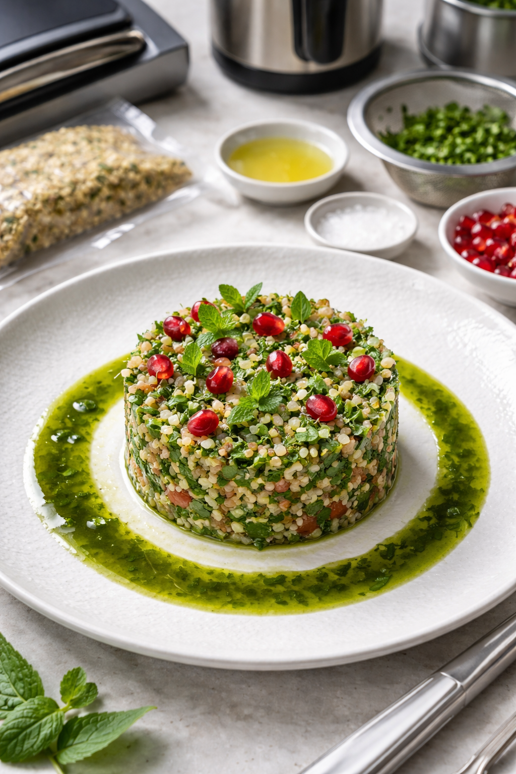 Modernist Tabouli with Herb Oil & Precision Texture