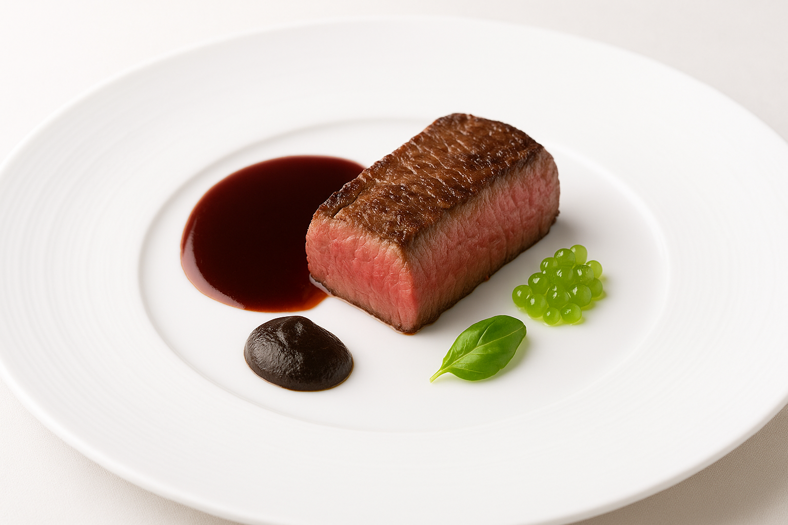 Striploin with Fermented Black Garlic and Red Wine Jus